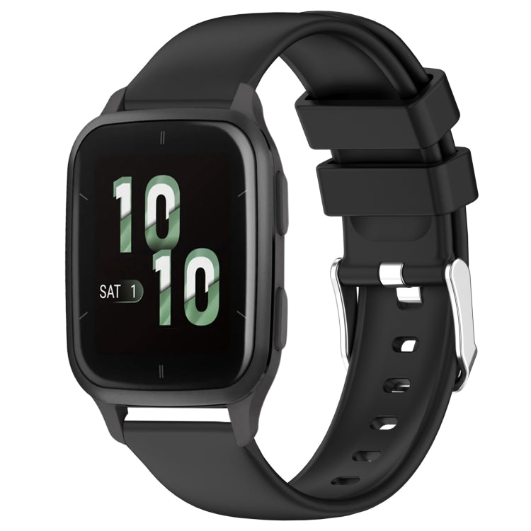 Compatible with Garmin Compatible witherunner Sq2 20mm Smooth Solid Color Silicone Watch Band(Black)