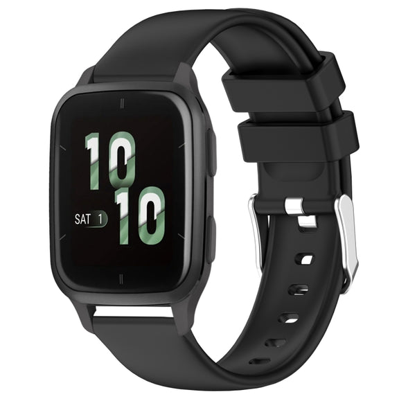 Compatible with Garmin Compatible witherunner Sq2 20mm Smooth Solid Color Silicone Watch Band(Black)