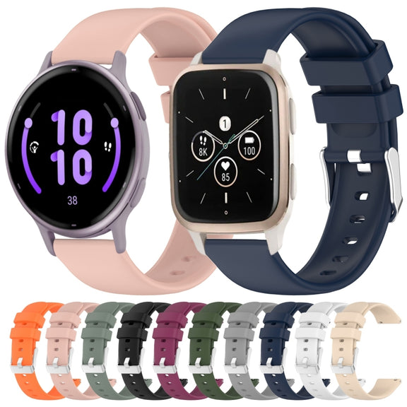 Compatible with Garmin Compatible witherunner 645 Music 20mm Smooth Solid Color Silicone Watch Band(Pink)