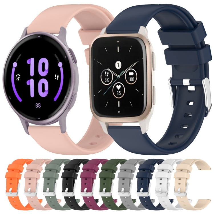 Compatible with Garmin Venu 20mm Smooth Solid Color Silicone Watch Band(Midnight Blue)