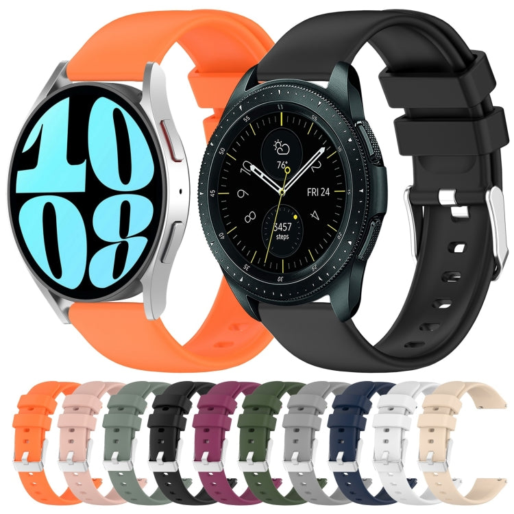 For Samsung Galaxy Watch 4 40mm 20mm Smooth Solid Color Silicone Watch Band(White)