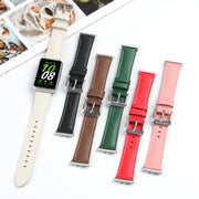 For Samsung Galaxy Watch Fit 3 Leather Sewing Thread Pin Buckle Watch Band(Brown)