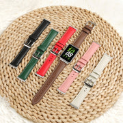 For Samsung Galaxy Watch Fit 3 Leather Sewing Thread Pin Buckle Watch Band(Brown)