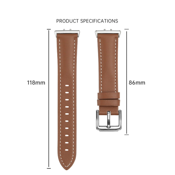 For Samsung Galaxy Watch Fit 3 Leather Sewing Thread Pin Buckle Watch Band(Brown)