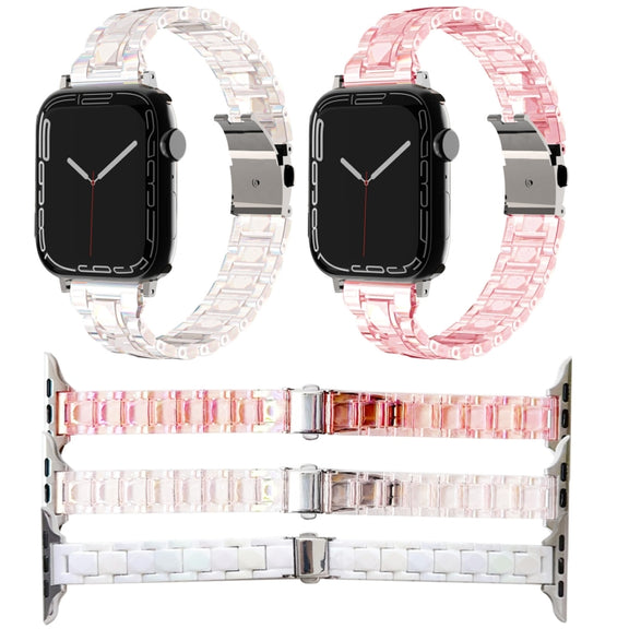 For Apple Watch SE 2023 44mm Laser PC Colorful 20mm Slim Watch Band(White)