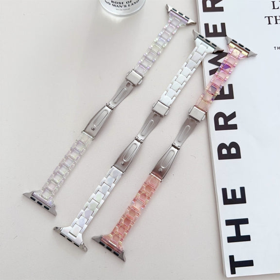 For Apple Watch Series 6 44mm Laser PC Colorful 20mm Slim Watch Band(White)