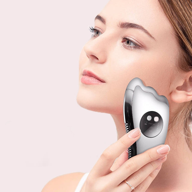K-SKIN KD817 Facial Scratch Pad Dredge Meridian Soothing Fatigue Scraping Plate Electric Massager Soothing Stress USB Charging(White)