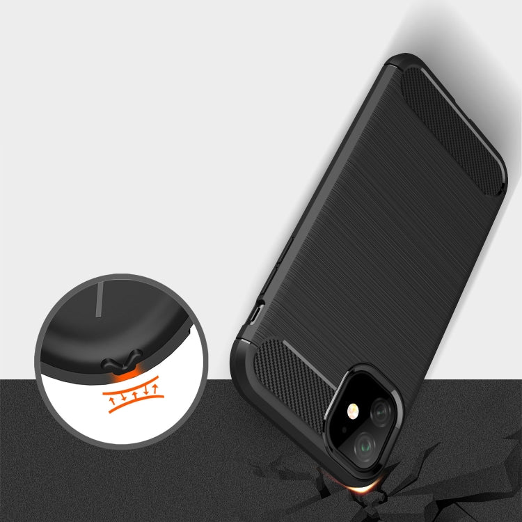 For iPhone 11 Brushed Texture Carbon Fiber TPU Case (Black)