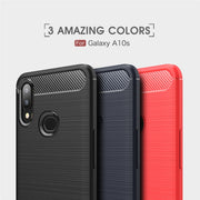 Brushed Texture Carbon Fiber TPU Case for Galaxy A10s(Black)