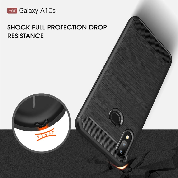 Brushed Texture Carbon Fiber TPU Case for Galaxy A10s(Red)