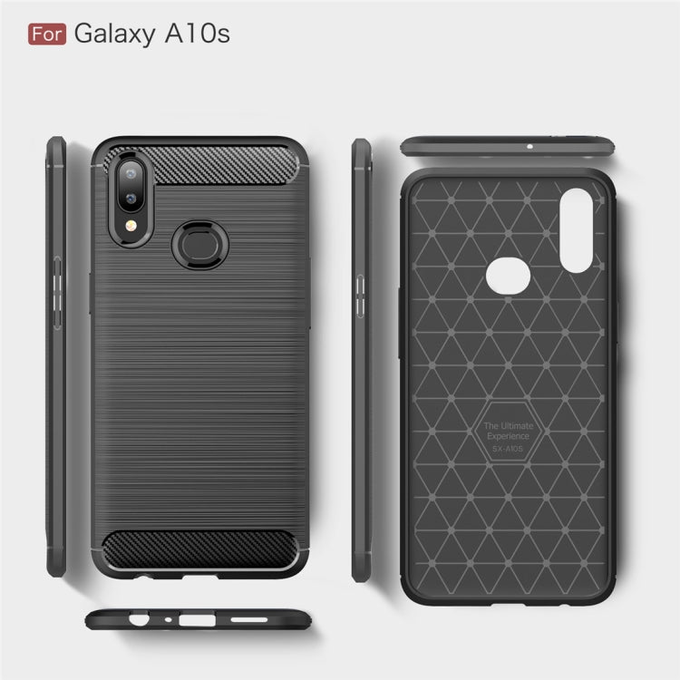 Brushed Texture Carbon Fiber TPU Case for Galaxy A10s(Red)