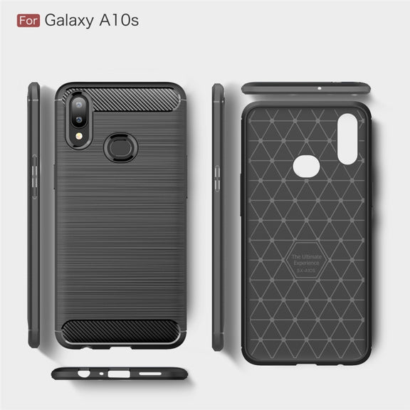 Brushed Texture Carbon Fiber TPU Case for Galaxy A10s(Red)