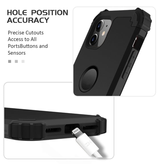 For iPhone 11 PC+ Silicone Three-piece Anti-drop Mobile Phone Protective Back Cover(Black)