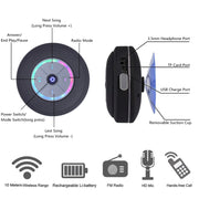 BTS-09 Wireless Bluetooth Speaker Water-resistant Led FM Radio Subwoofer Bluetooth Column TF Card Suction Cup Mini Shower Speaker(Black)