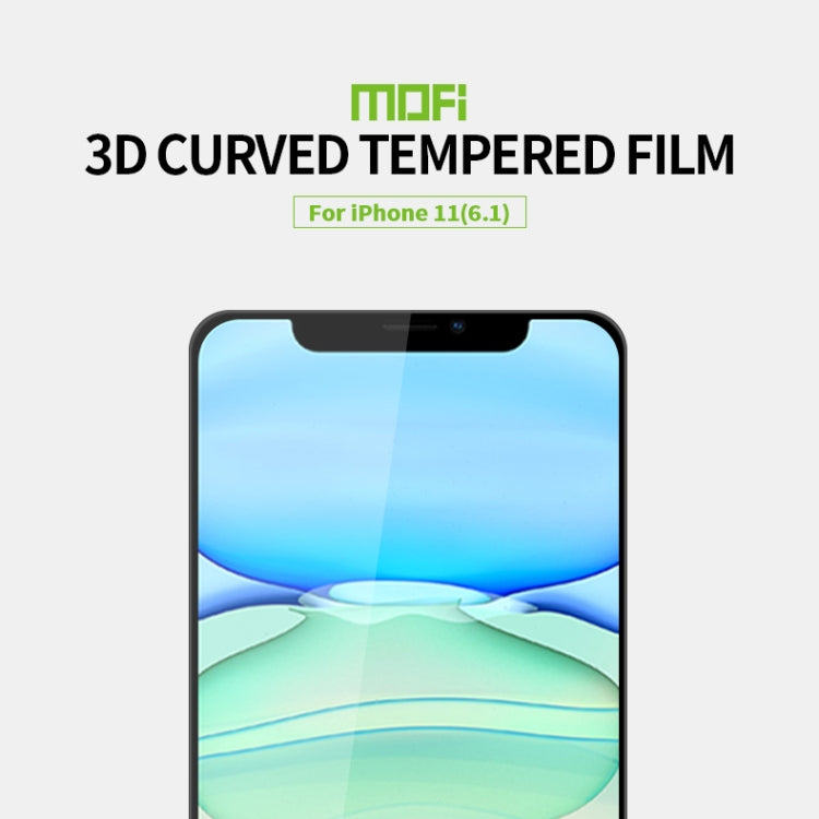 For iPhone 11 MOFI 9H 3D Explosion-proof Curved Screen Tempered Glass Film(Black)
