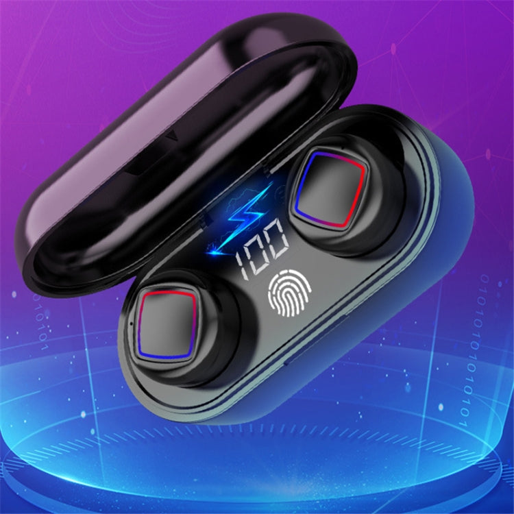 TWS Fingerprint Touch Bluetooth Headset LED Battery Display With Charging Bin(White)