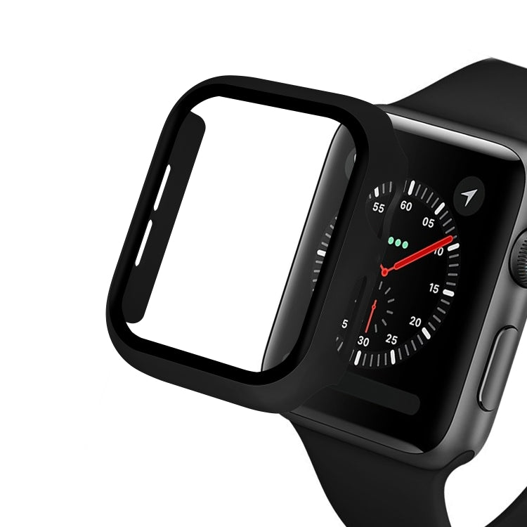 ENKAY Hat-prince Full Coverage PC Case + Tempered Glass Protector for Apple Watch Series 5 / 4 44mm(Black)