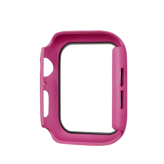 ENKAY Hat-prince Full Coverage PC Case + Tempered Glass Protector for Apple Watch Series 5 / 4 44mm(Rose)