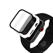 ENKAY Hat-prince Full Coverage PC Case + Tempered Glass Protector for Apple Watch Series 5 / 4 44mm(White)