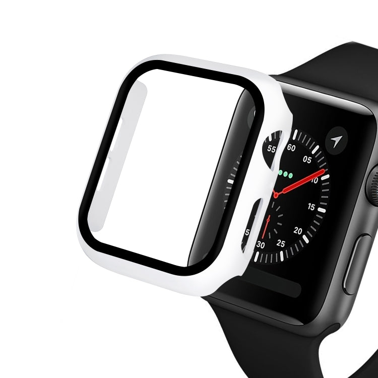 ENKAY Hat-prince Full Coverage PC Case + Tempered Glass Protector for Apple Watch Series 5 / 4 44mm(White)