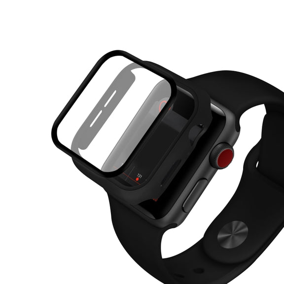 ENKAY Hat-prince Full Coverage PC Case + Tempered Glass Protector for Apple Watch Series 5 / 4 40mm(Black)