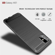 For Galaxy A51 Brushed Texture Carbon Fiber TPU Case(Black)