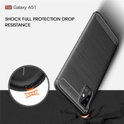 For Galaxy A51 Brushed Texture Carbon Fiber TPU Case(Red)
