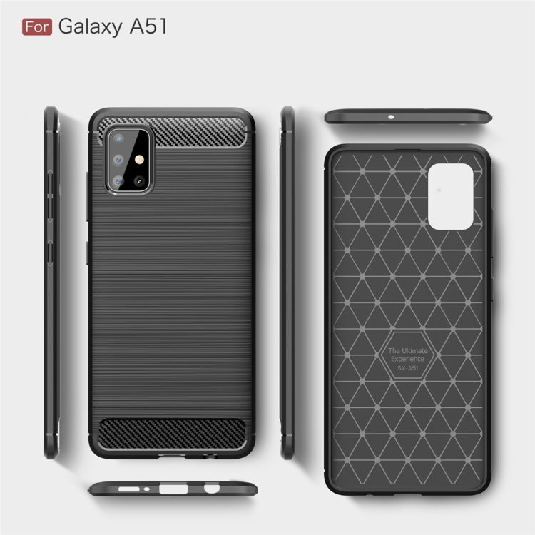 For Galaxy A51 Brushed Texture Carbon Fiber TPU Case(Red)