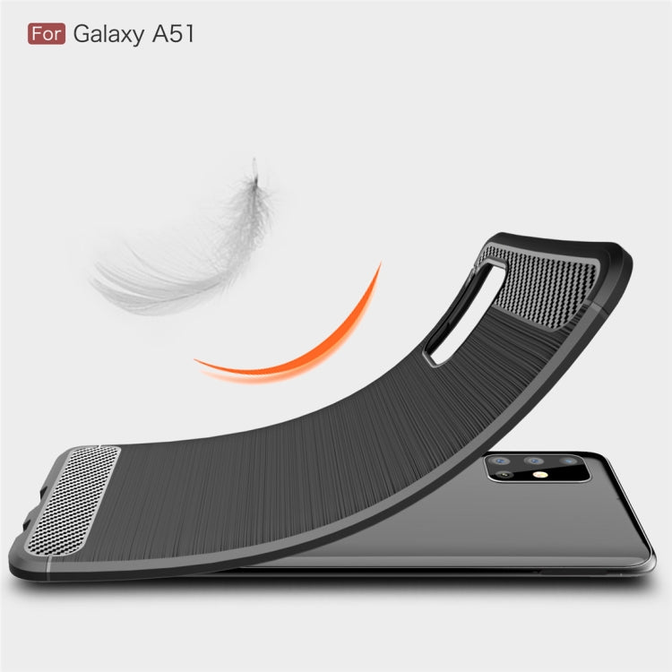 For Galaxy A51 Brushed Texture Carbon Fiber TPU Case(Red)