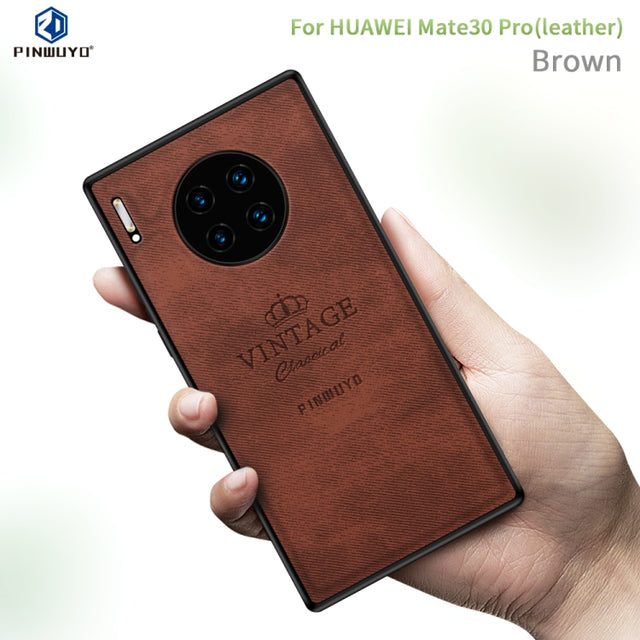 For Huawei Mate 30 Pro 5G (Leather) PINWUYO Zun Series PC + TPU + Skin Water-resistant Anti-fall All-inclusive Protective Case(Brown)