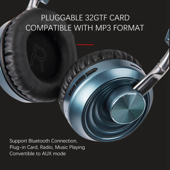VJ083 Folding Wireless Headset Bluetooth Competitive Game Music Sports Plug Cartoon Wireless Headset(Black)