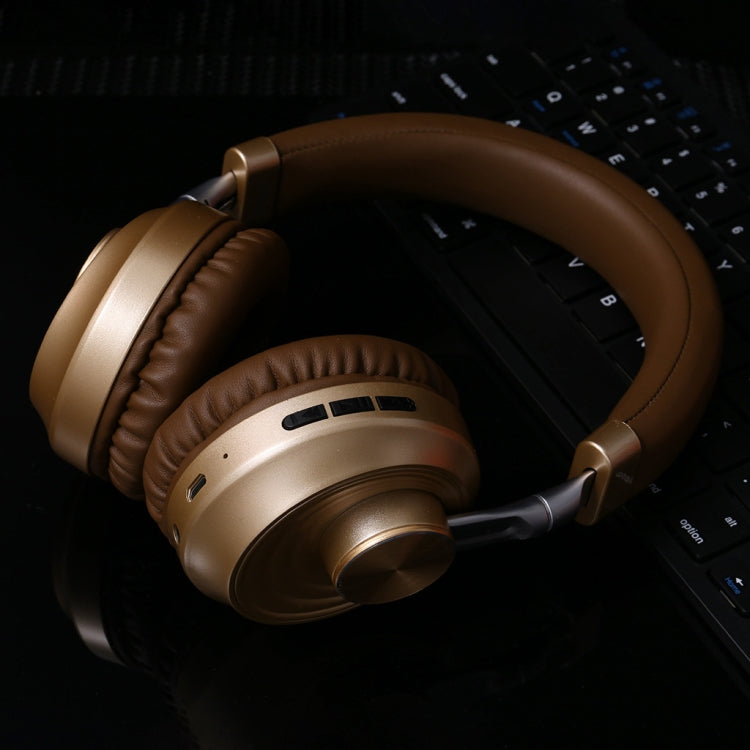 VJ083 Folding Wireless Headset Bluetooth Competitive Game Music Sports Plug Cartoon Wireless Headset(Gold)