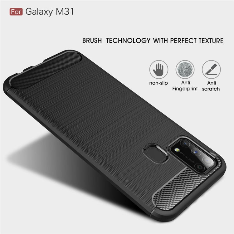 For Galaxy M31 Brushed Texture Carbon Fiber TPU Case(Black)