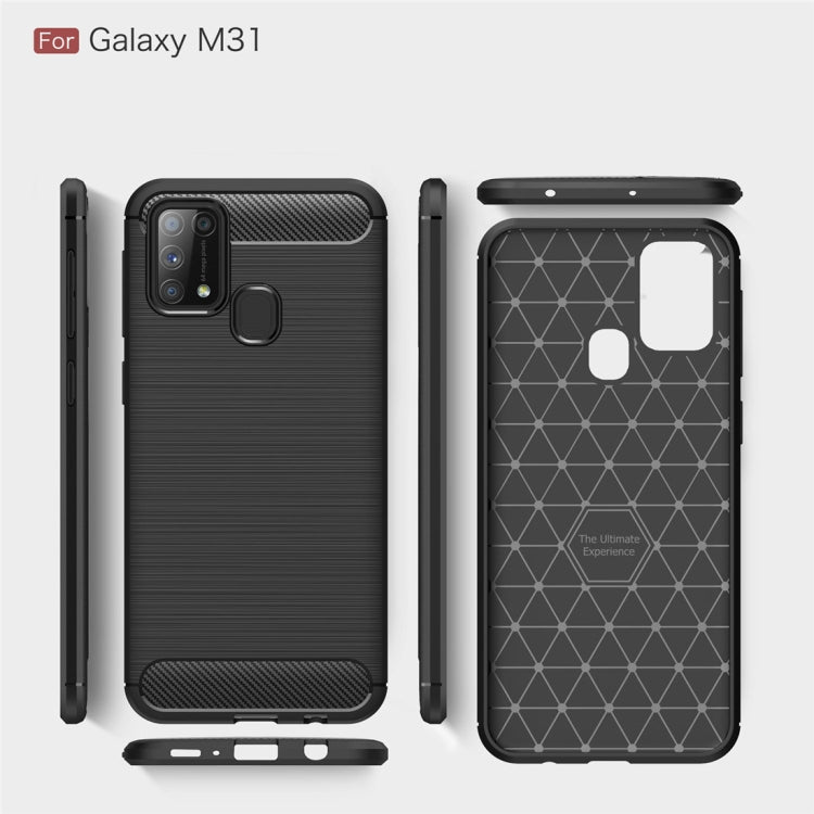 For Galaxy M31 Brushed Texture Carbon Fiber TPU Case(Black)
