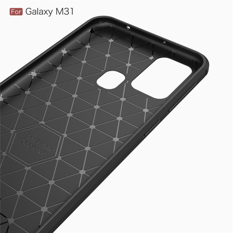 For Galaxy M31 Brushed Texture Carbon Fiber TPU Case(Black)