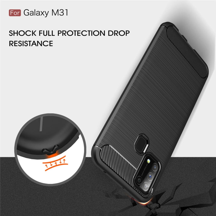 For Galaxy M31 Brushed Texture Carbon Fiber TPU Case(Black)