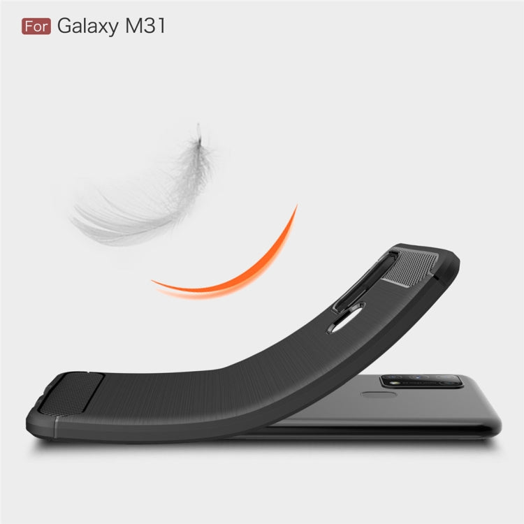 For Galaxy M31 Brushed Texture Carbon Fiber TPU Case(Black)