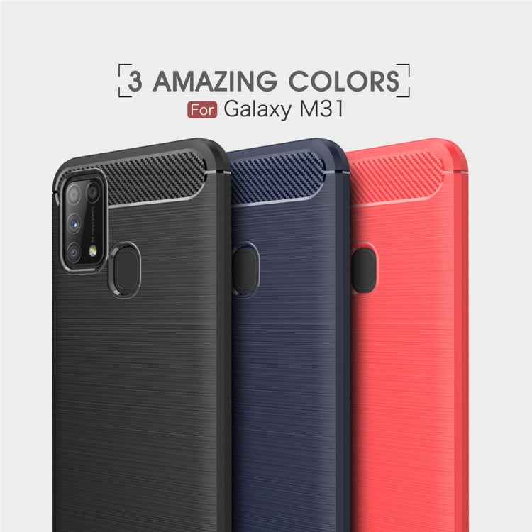 For Galaxy M31 Brushed Texture Carbon Fiber TPU Case(Black)