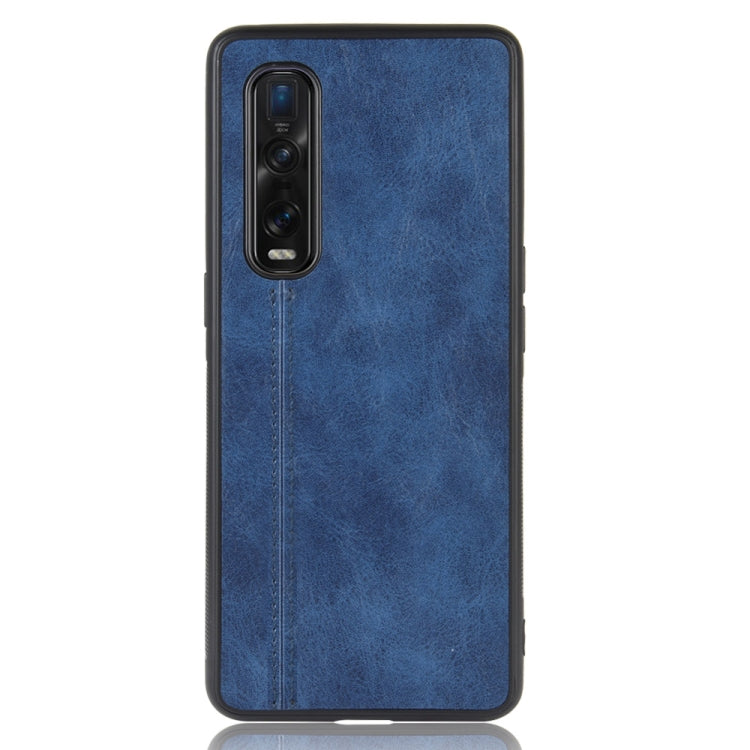 For Oppo Find X2 Pro Regular Version  Shockproof Sewing Cow Pattern Skin PC + PU + TPU Case(Blue)