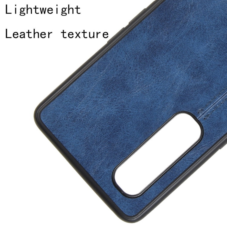 For Oppo Find X2 Pro Regular Version  Shockproof Sewing Cow Pattern Skin PC + PU + TPU Case(Blue)
