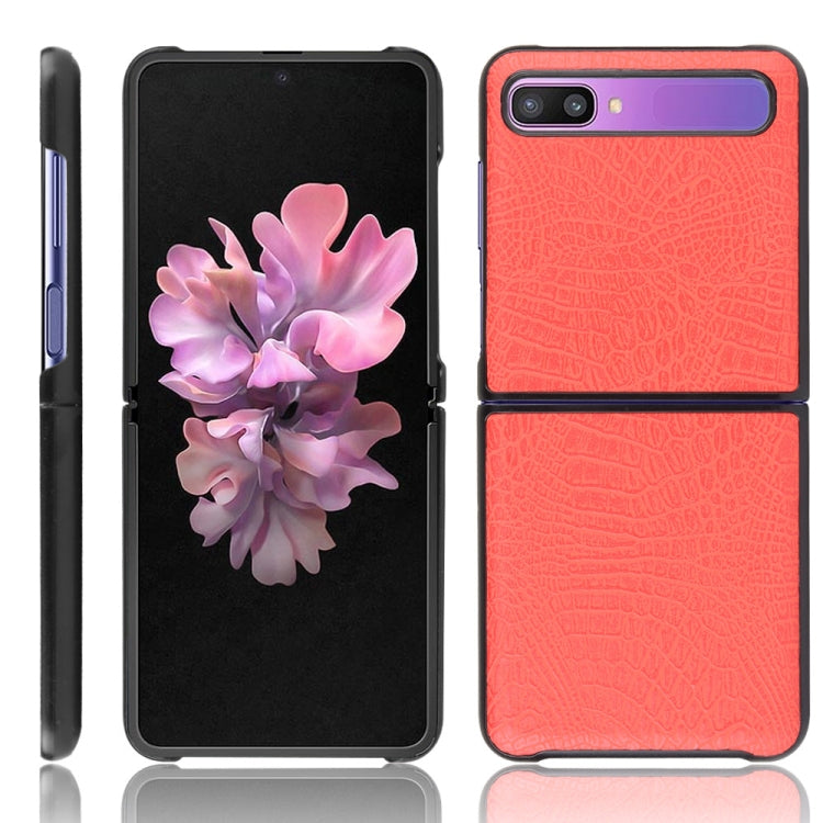 For Galaxy Z Flip Shockproof Crocodile Texture PC + PU Case(Red)
