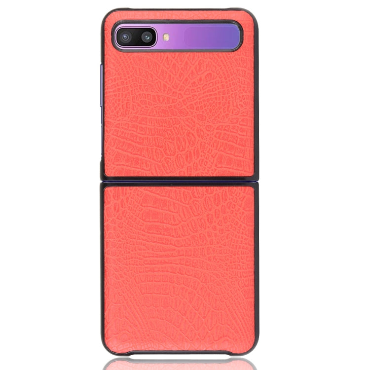 For Galaxy Z Flip Shockproof Crocodile Texture PC + PU Case(Red)