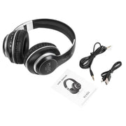 VJ033 Multi-function Upgrade Bluetooth 5.0 Headset Stereo Wireless LED Microphone FM Radio Headset(Blue)