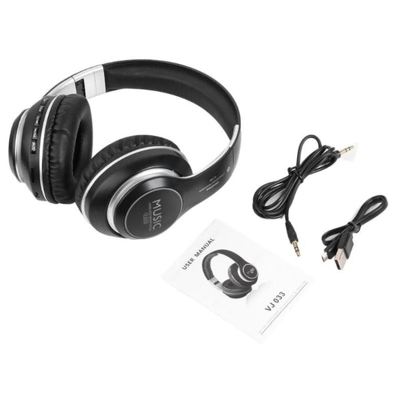 VJ033 Multi-function Upgrade Bluetooth 5.0 Headset Stereo Wireless LED Microphone FM Radio Headset(Red)