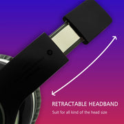 VJ033 Multi-function Upgrade Bluetooth 5.0 Headset Stereo Wireless LED Microphone FM Radio Headset(Red)