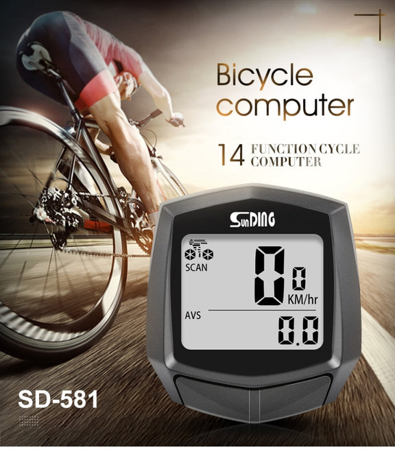 SUNDING SD-581A Bike Wired Computer Speedometer Odometer Cycling Bicycle Water-resistant Measurable Temperature Stopwatch