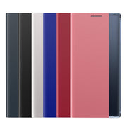 For Galaxy Note 10 Plus Plain Texture Cloth Attraction Flip Holder Leather Phone Case(Red)