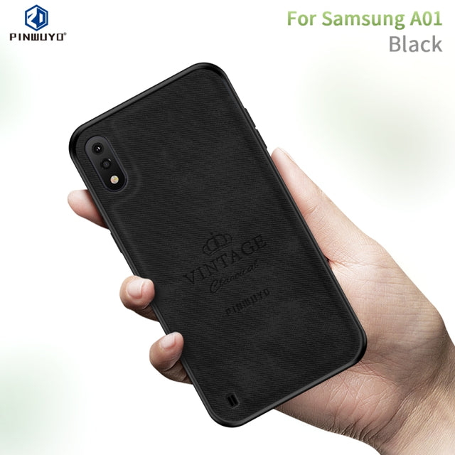 For Galaxy A01 PINWUYO Zun Series PC + TPU + Skin Water-resistant And Anti-fall All-inclusive Protective Shell(Black)