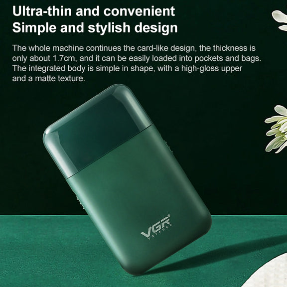 VGR V-390 5W USB Portable Reciprocating Electric Shaver (Green)