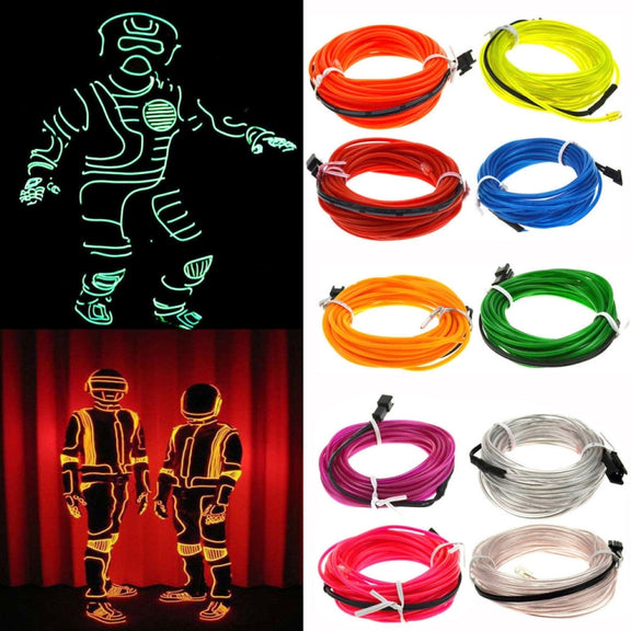 Flexible LED Light EL Wire String Strip Rope Glow Decor Neon Lamp USB Controlle 3M Energy Saving Mask Glasses Glow Line F277(Blue Light)